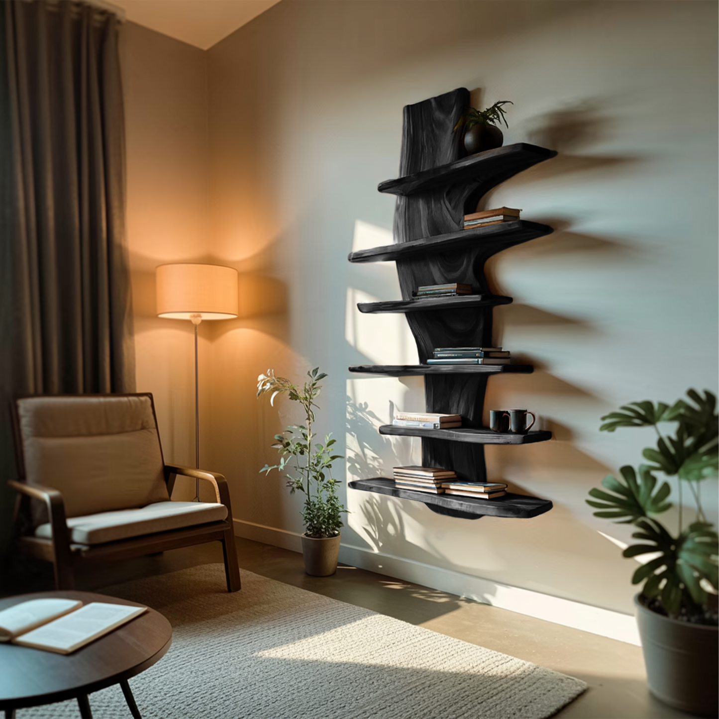 Modern Wooden Floating Bookshelf For Living Room Decor Kitchnce