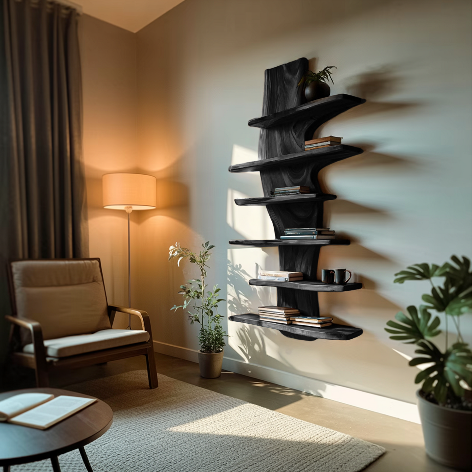 Modern Wooden Floating Bookshelf For Living Room Decor Kitchnce