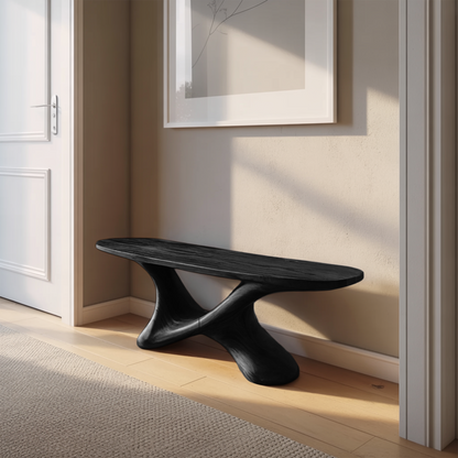 Modern Sculptural Bench With Twisted Base For Entryway Kitchnce