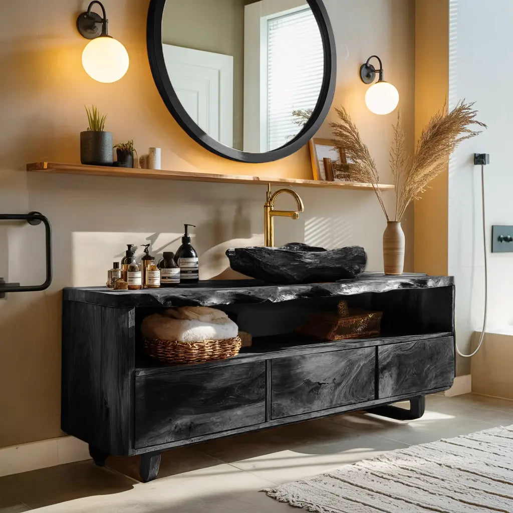 Mid Century Wooden Vanity For Bathroom Wall Mount Kitchnce