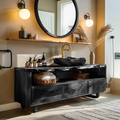 Mid Century Wooden Vanity For Bathroom Wall Mount Kitchnce