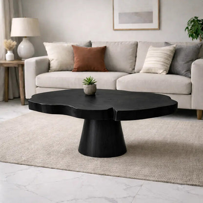 Solid Wood Coffee Table with Organic Edge Top Modern Sculptural Living Room Table Kitchnce
