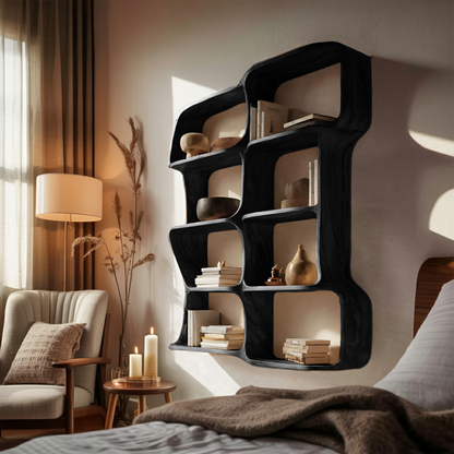Modern Sculptural Floating Bookshelf For Bedroom Or Living Room Kitchnce