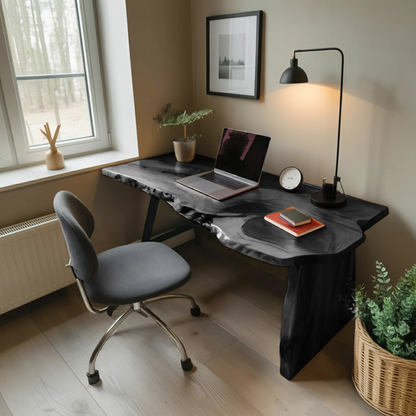 Rustic Office Desk With Live Edge Design For Home Workspace Kitchnce