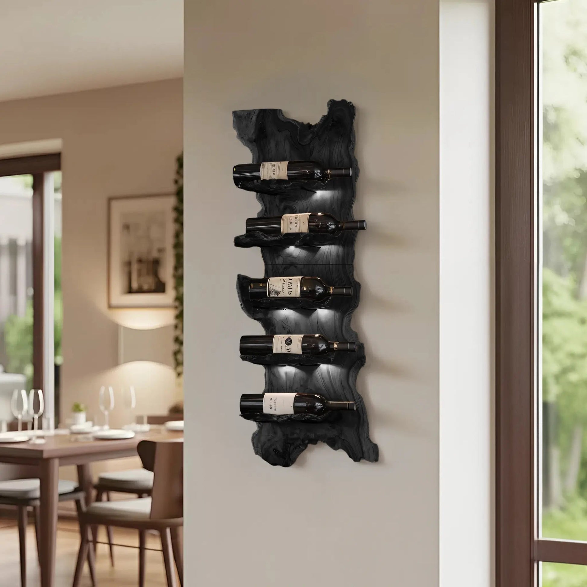 Modern Wooden Live Edge Wine Holder For Entryway Furniture Kitchnce