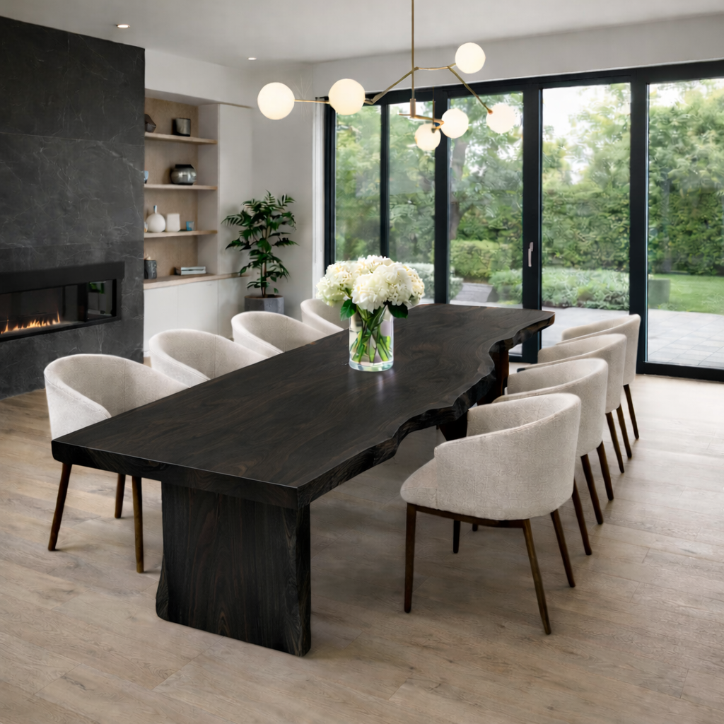 Farmhouse Solid Walnut Live Edge Dining Table for Modern Homes