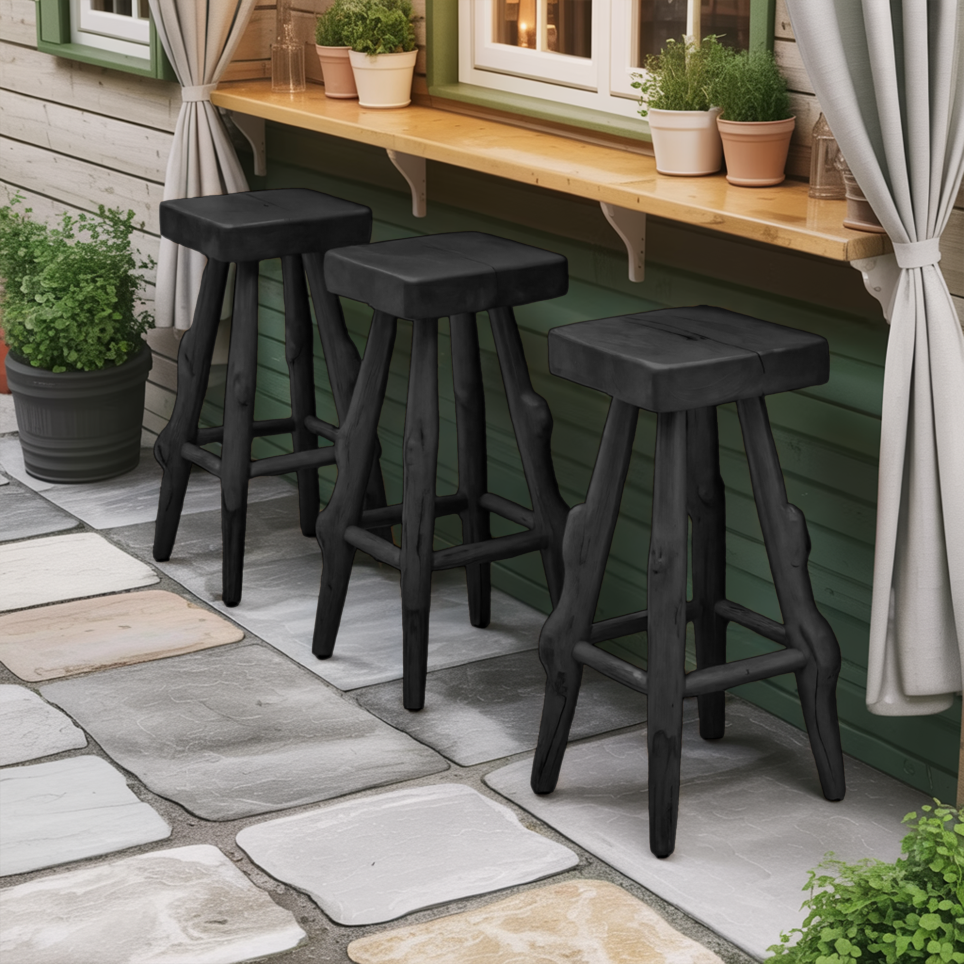 Rustic Handcrafted Bar Stools For Kitchen Or Patio Bar Kitchnce