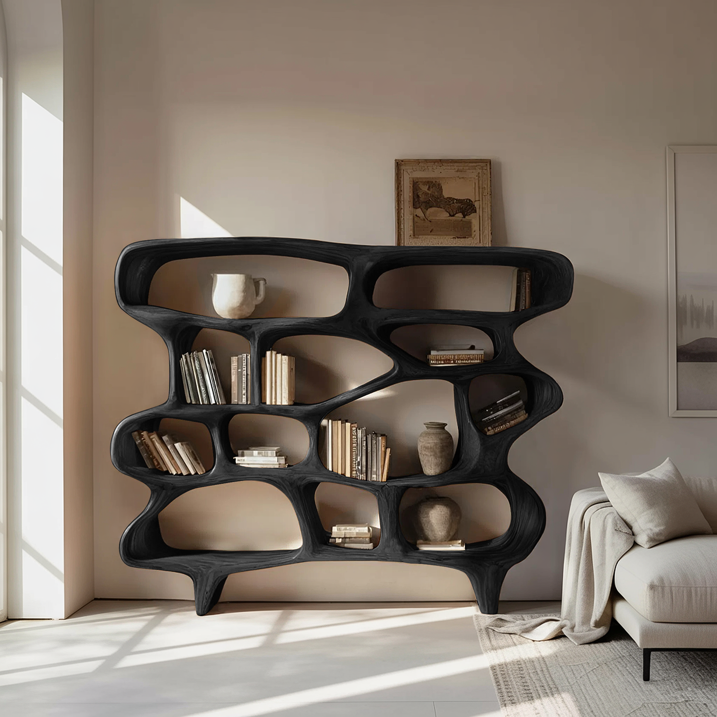 Organic Sculptural Bookshelf For Living Room Or Office Decor Kitchnce