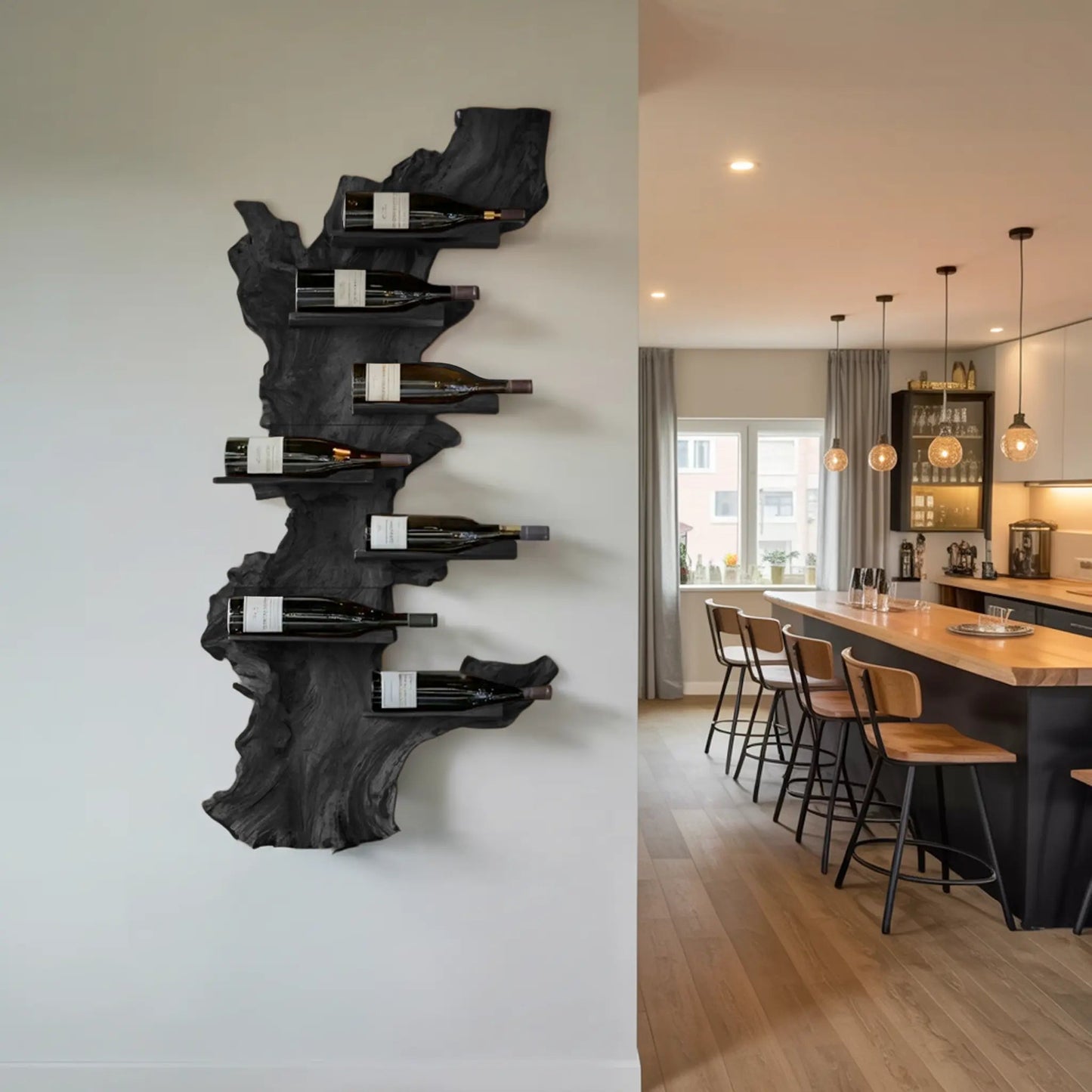 Modern Live Edge Wine Holder For Living Room Furniture Decor Kitchnce