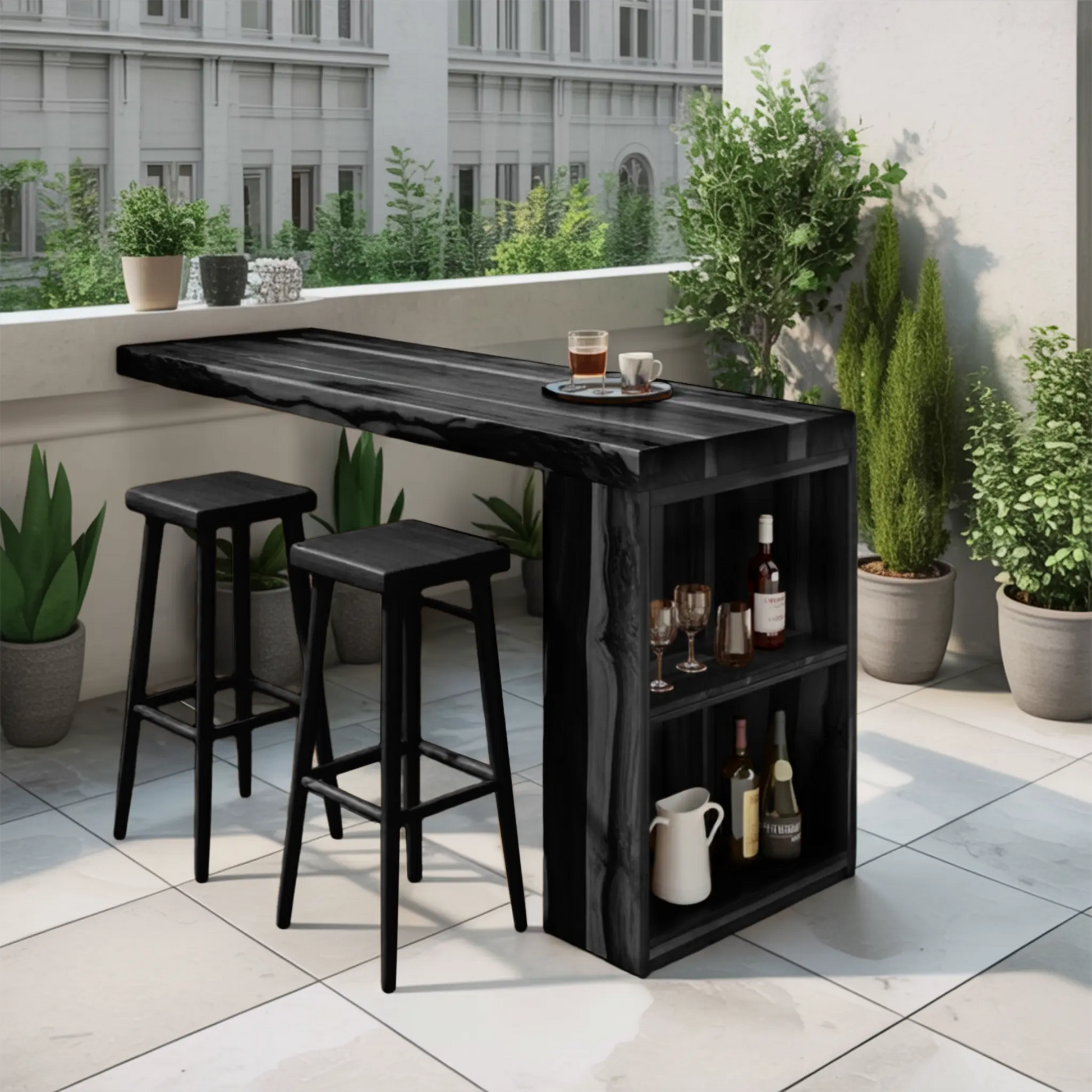 Tropical Live Edge Bar Table For Balcony Or Outdoor Patio Kitchnce