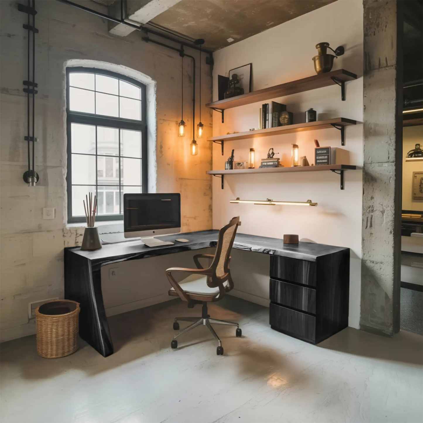 Modern Live Edge L Shaped Desk For Minimalist Home Office Kitchnce