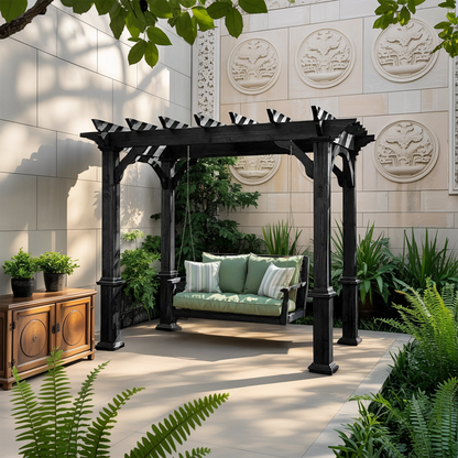 Rustic Pergola Swing Bench For Outdoor Garden And Lounge Kitchnce