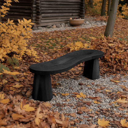 Organic Curved Wood Bench For Garden Or Entryway Kitchnce