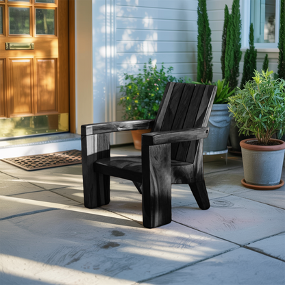Rustic Outdoor Wooden Lounge Chair With Armrests For Garden Or Porch Kitchnce