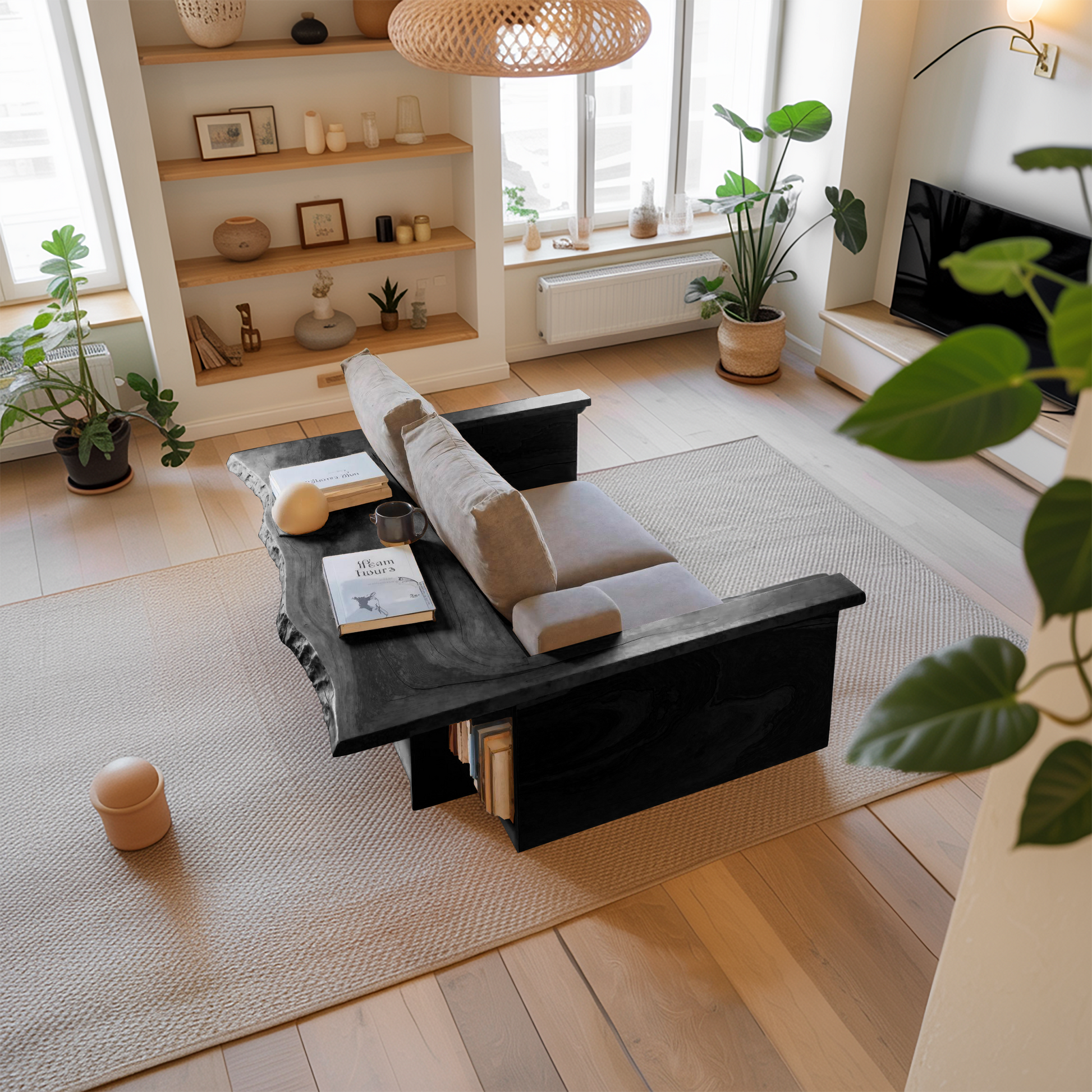 Contemporary Sofa With Built In Side Table For Living Room Kitchnce