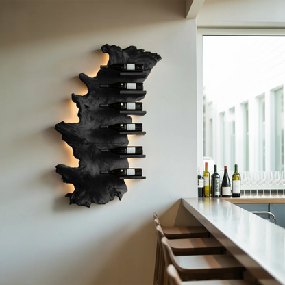 Handcrafted Wooden Live Edge Wine Holder For Bar Display Art Kitchnce