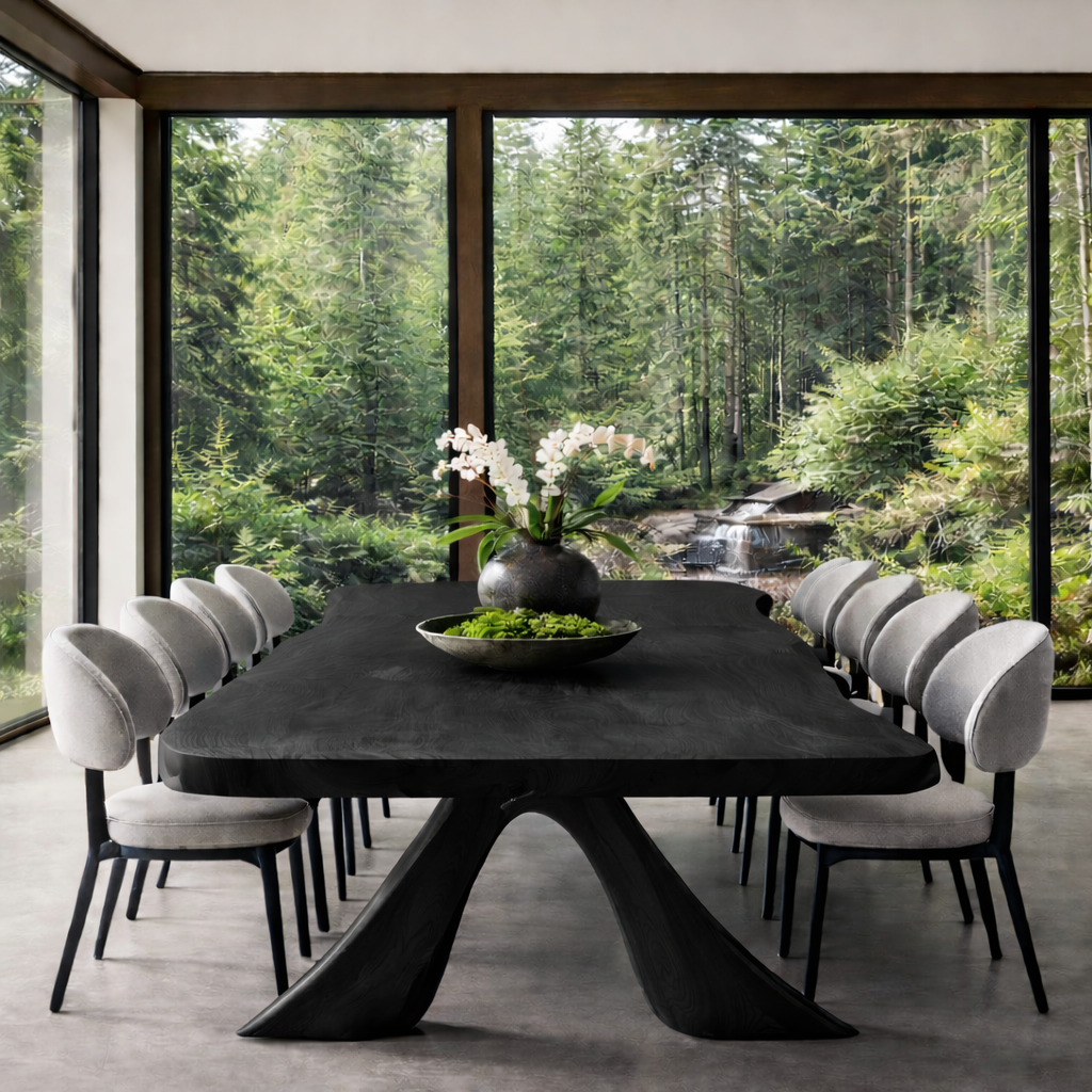 Solid Wood Sculptural Dining Table Organic Modern Design
