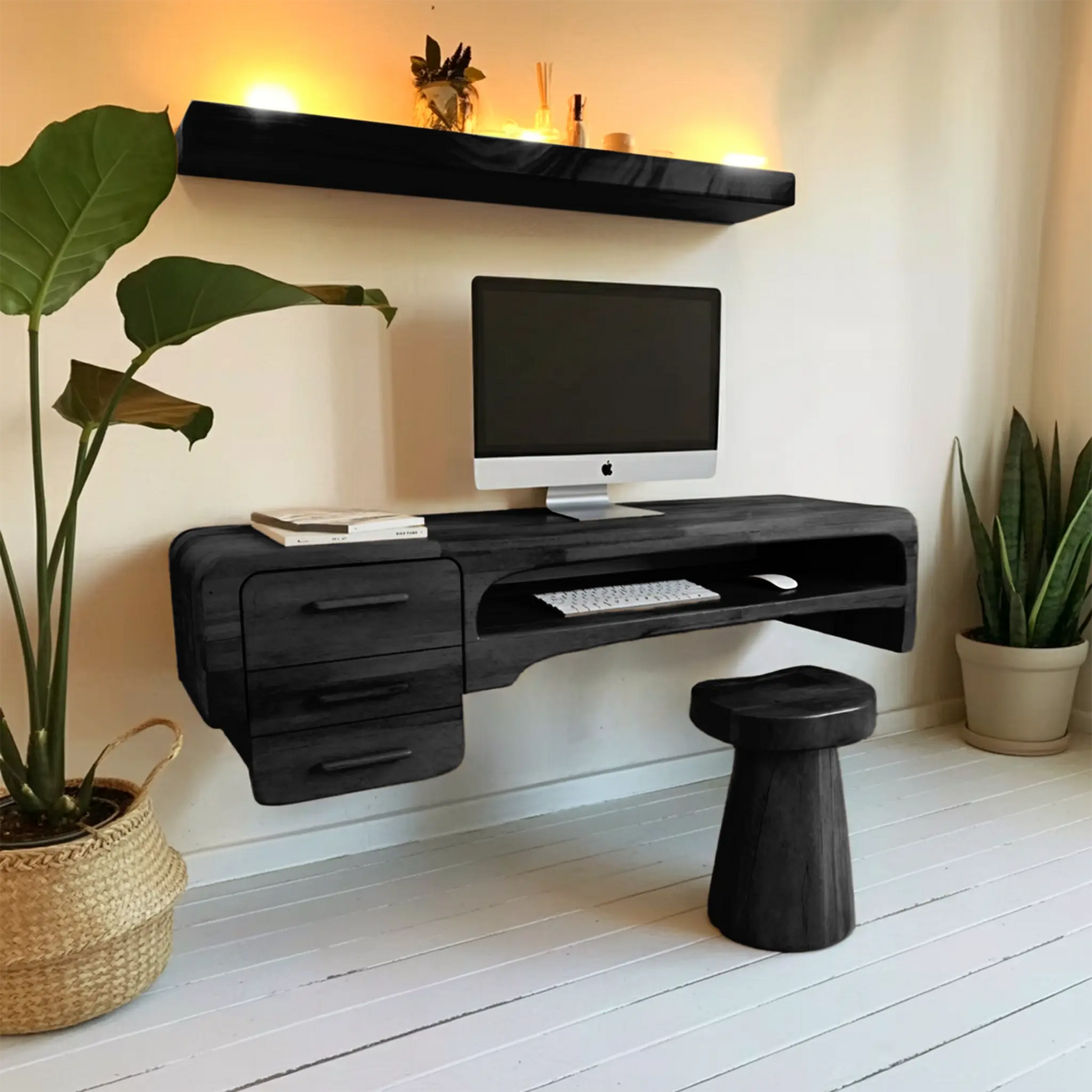 Minimalist Wall Mounted Desk With Drawers Floating Workstation For Bedroom And Office Kitchnce