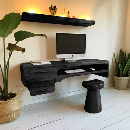 Minimalist Wall Mounted Desk With Drawers Floating Workstation For Bedroom And Office Kitchnce
