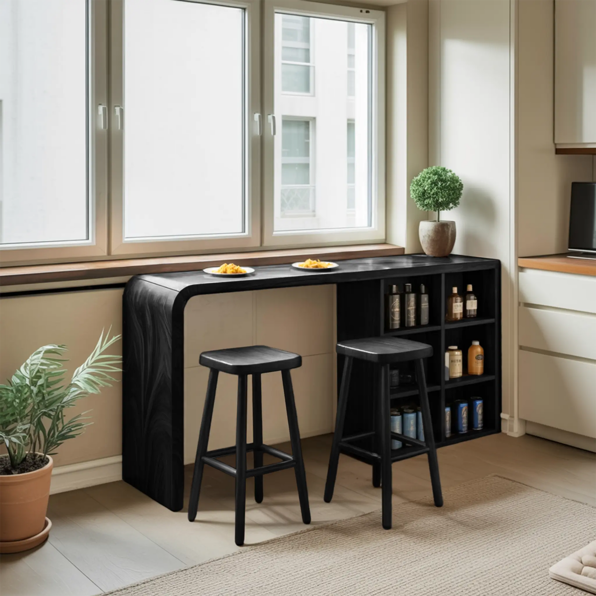 Modern Wooden Bar Table With Storage For Kitchen Or Home Mini Bar Kitchnce