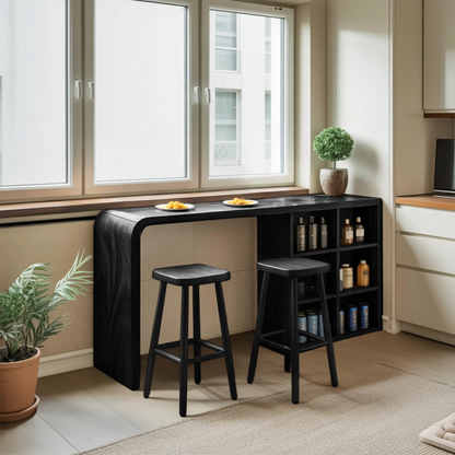 Modern Wooden Bar Table With Storage For Kitchen Or Home Mini Bar Kitchnce