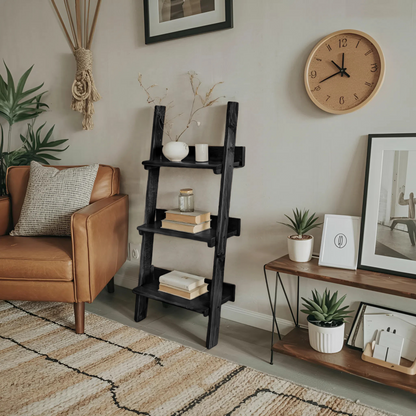 Rustic Ladder Shelf With Tiered Display For Bedroom And Living Room Kitchnce