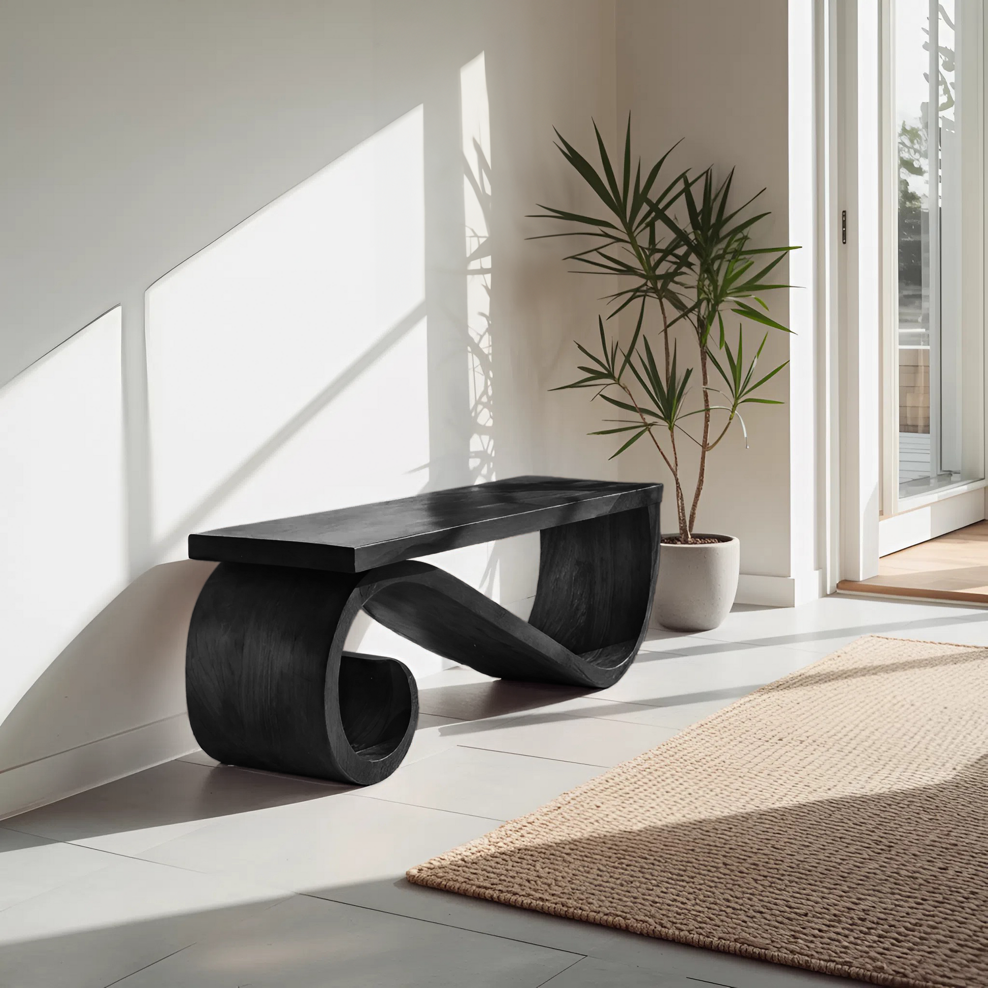 Organic Sculptural Bench For Entryway Or Living Room Kitchnce