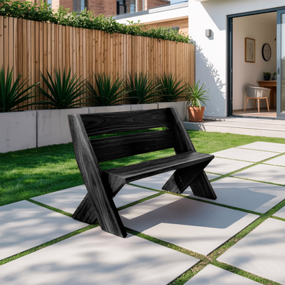 Modern Outdoor Bench With Angled Legs For Garden Patio And Backyard Kitchnce