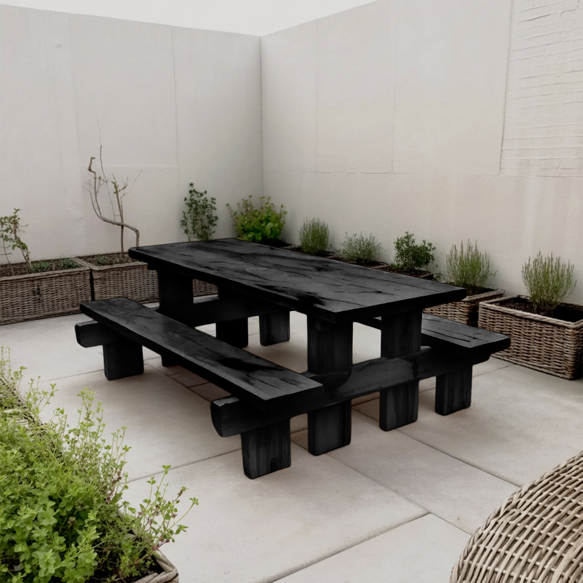 Minimalist Outdoor Picnic Table With Benches For Garden Or Cabin Kitchnce