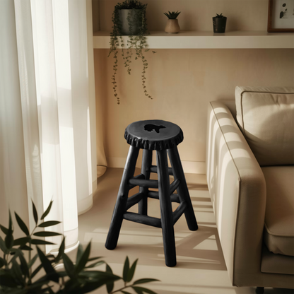 Rustic Black Bear Stool For Cabin Living Room Seating Kitchnce