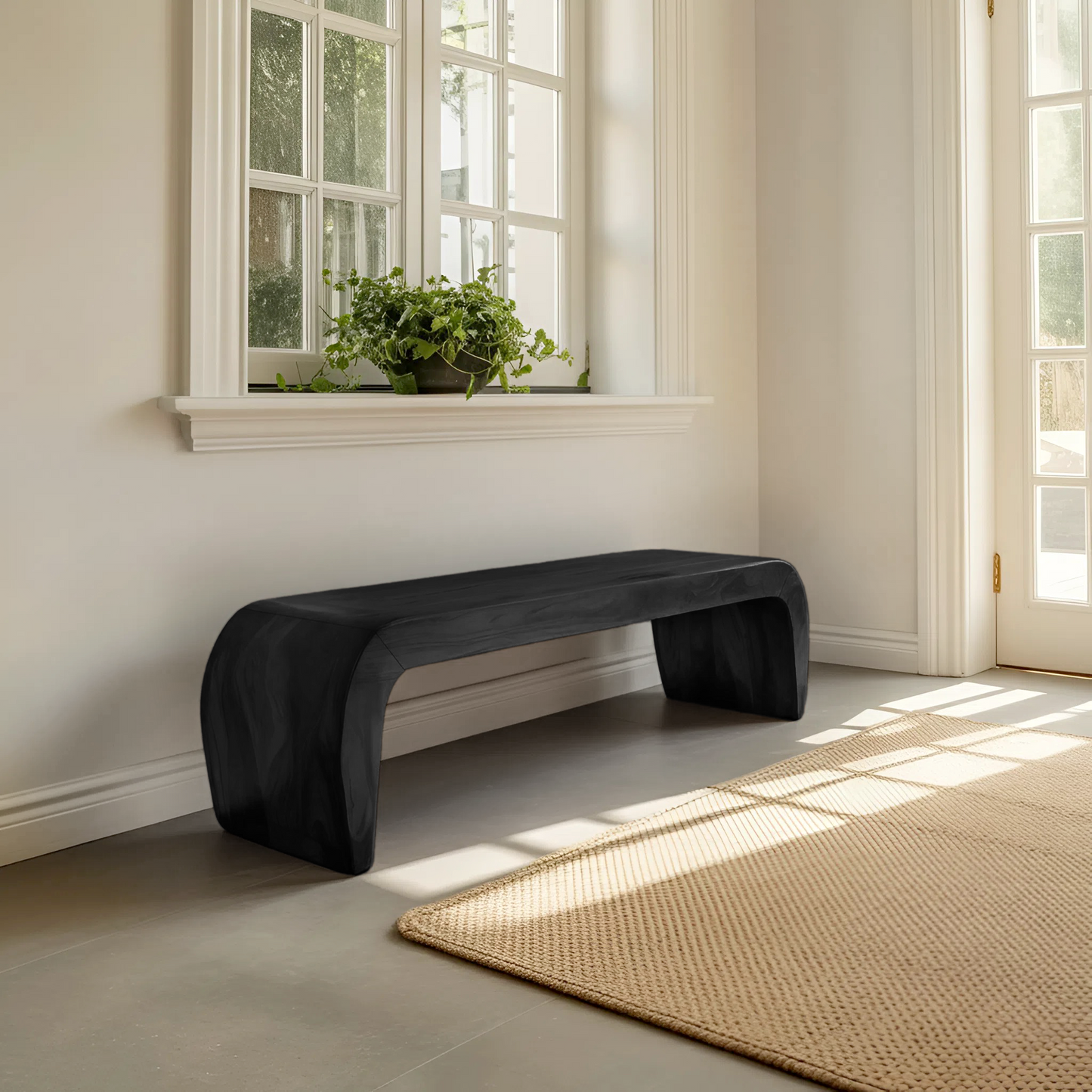 Contemporary Bench With Curved Design For Entryway Kitchnce
