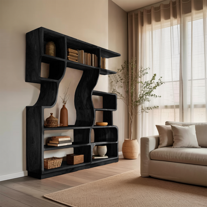 Artisan Carved Bookshelf For Modern Interior Kitchnce