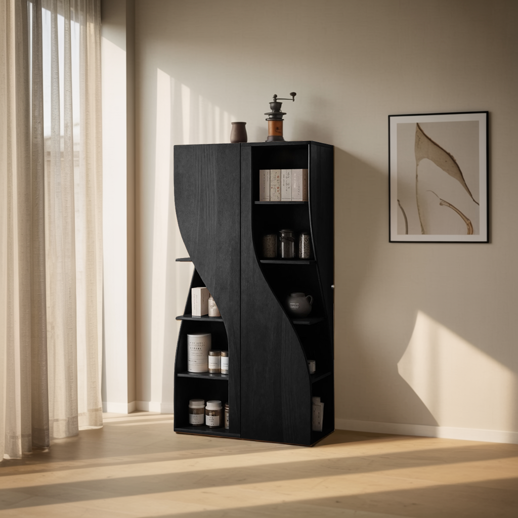 Modern Curved Cabinet Sculptural Doors Kitchen And Living Room Kitchnce