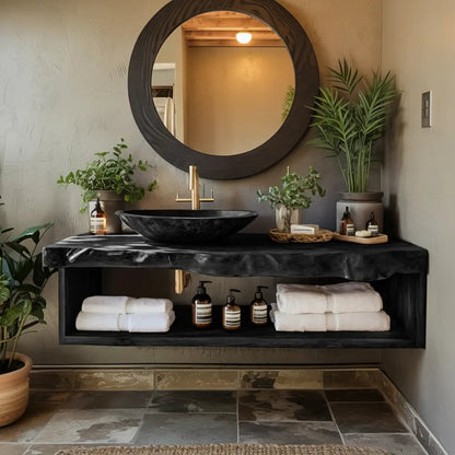 Rustic Solid Wood Vanity For Cozy Bathroom Furniture Decor Kitchnce