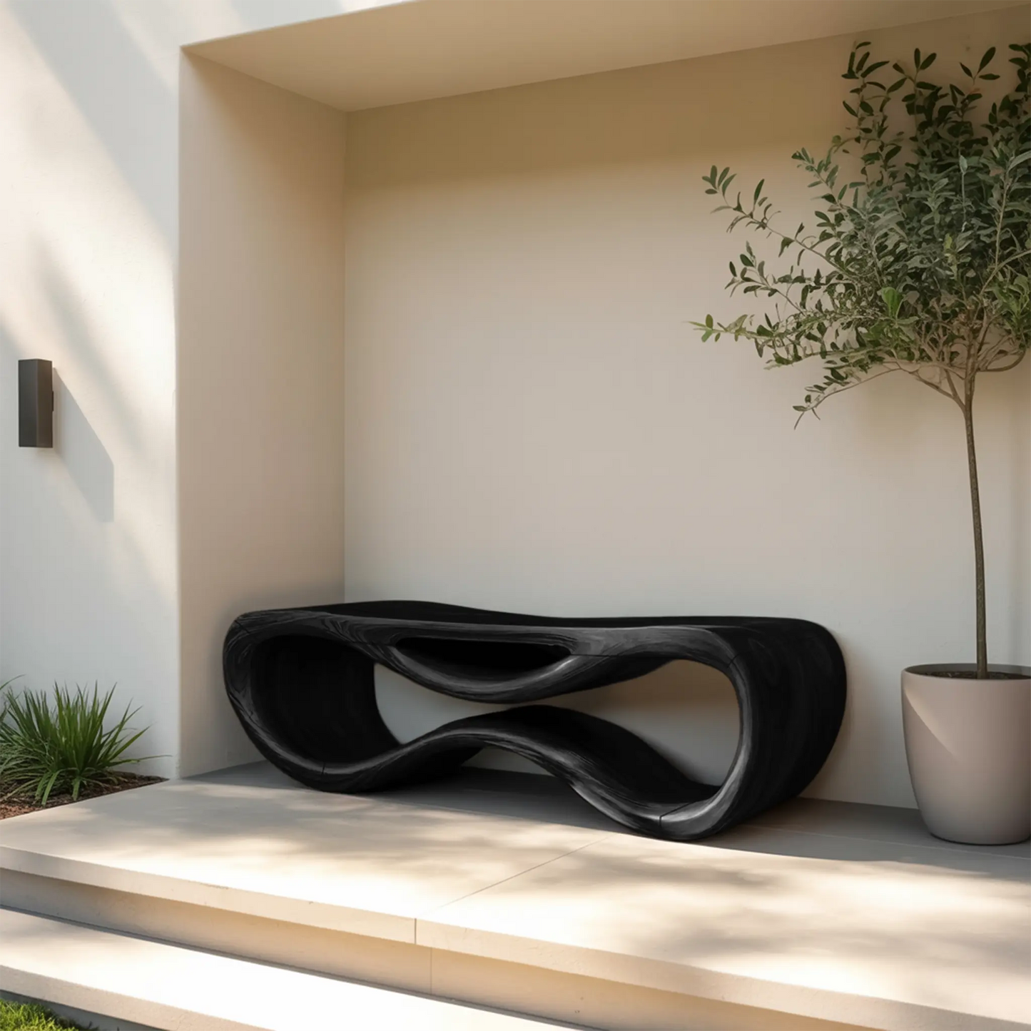 Contemporary Sculptural Outdoor Bench For Patio Or Garden Decor Kitchnce