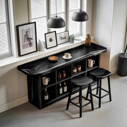 Wooden Bar Table With Storage For Compact Kitchen Or Coffee Bar Kitchnce