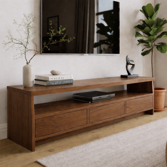 Solid Wood TV Stand with Drawers and Open Shelf for Contemporary Homes Kitchnce