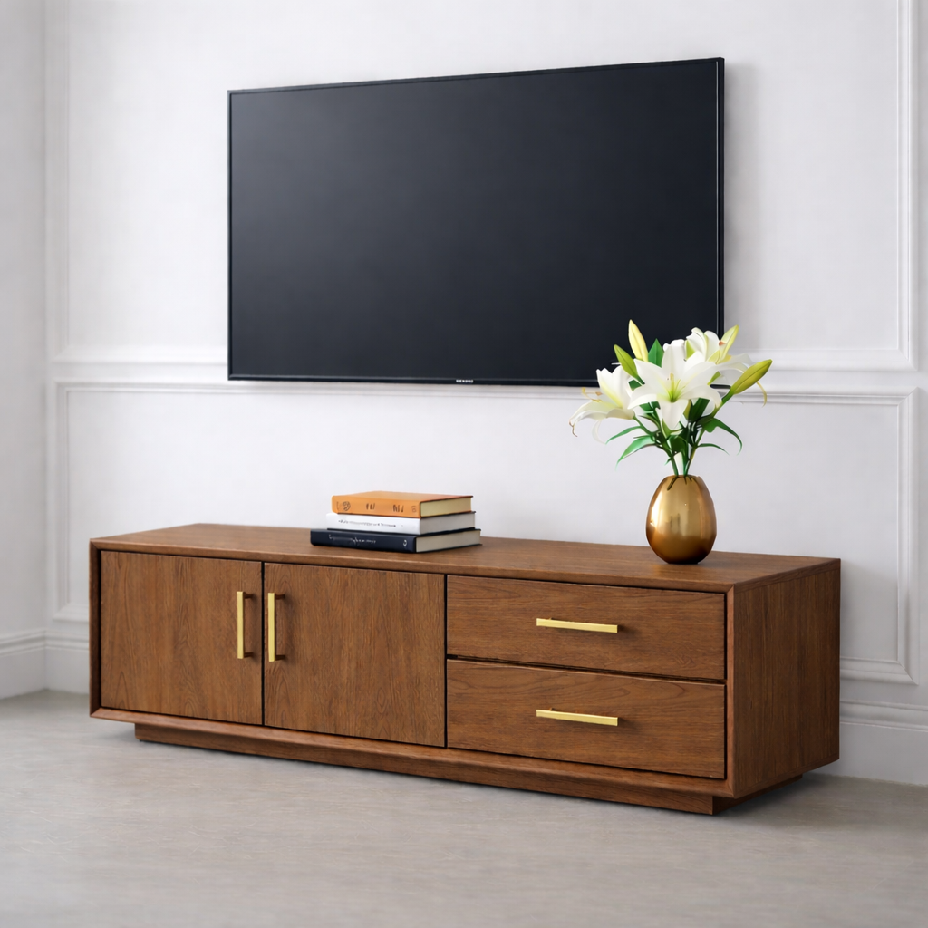 Solid Wood TV Stand with Drawers and Cabinet for Elegant Living Rooms Kitchnce