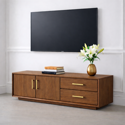 Solid Wood TV Stand with Drawers and Cabinet for Elegant Living Rooms Kitchnce