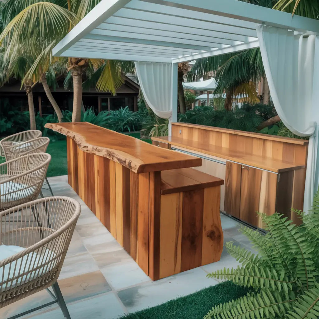 Rustic Live Edge Outdoor Bar Table For Patio Or Garden Kitchnce