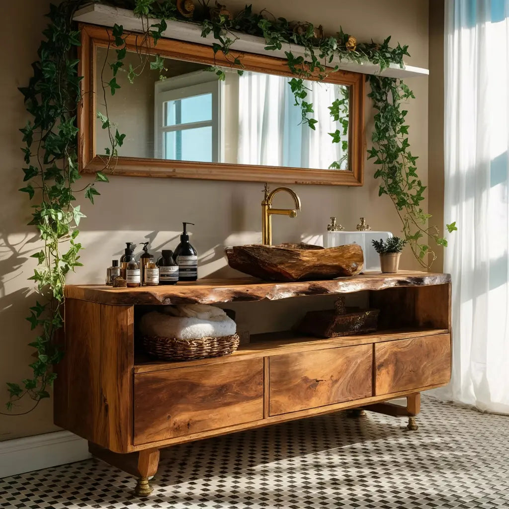 Mid Century Wooden Vanity For Bathroom Wall Mount Kitchnce