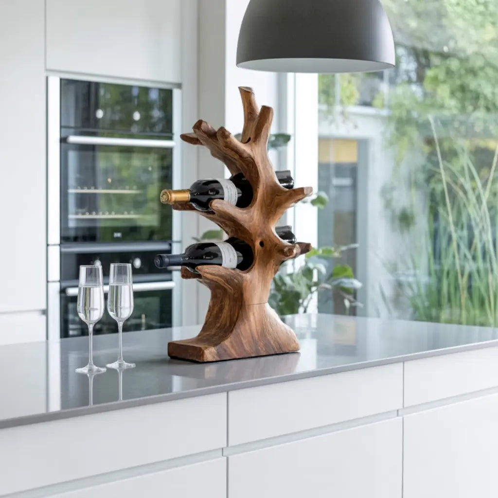 Rustic Wine Stand For Living Room Natural Wood Vibe Kitchnce