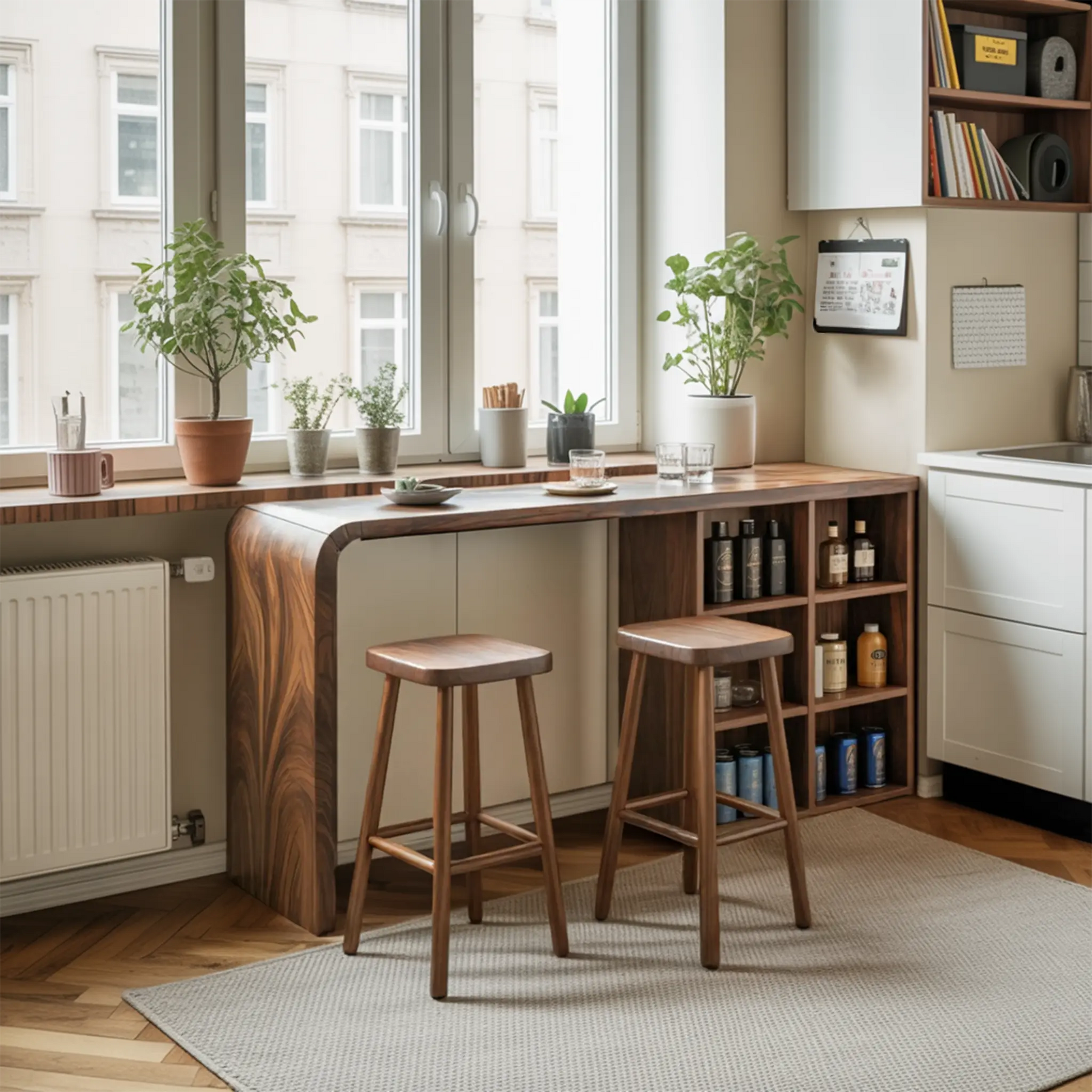 Modern Wooden Bar Table With Storage For Kitchen Or Home Mini Bar Kitchnce