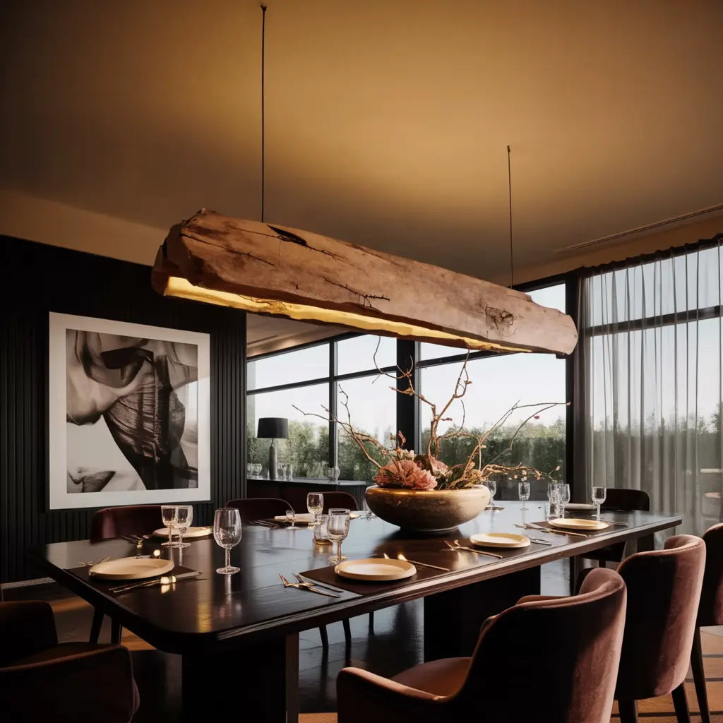 Rustic Log Beam Pendant Lighting For Kitchen Island Kitchnce