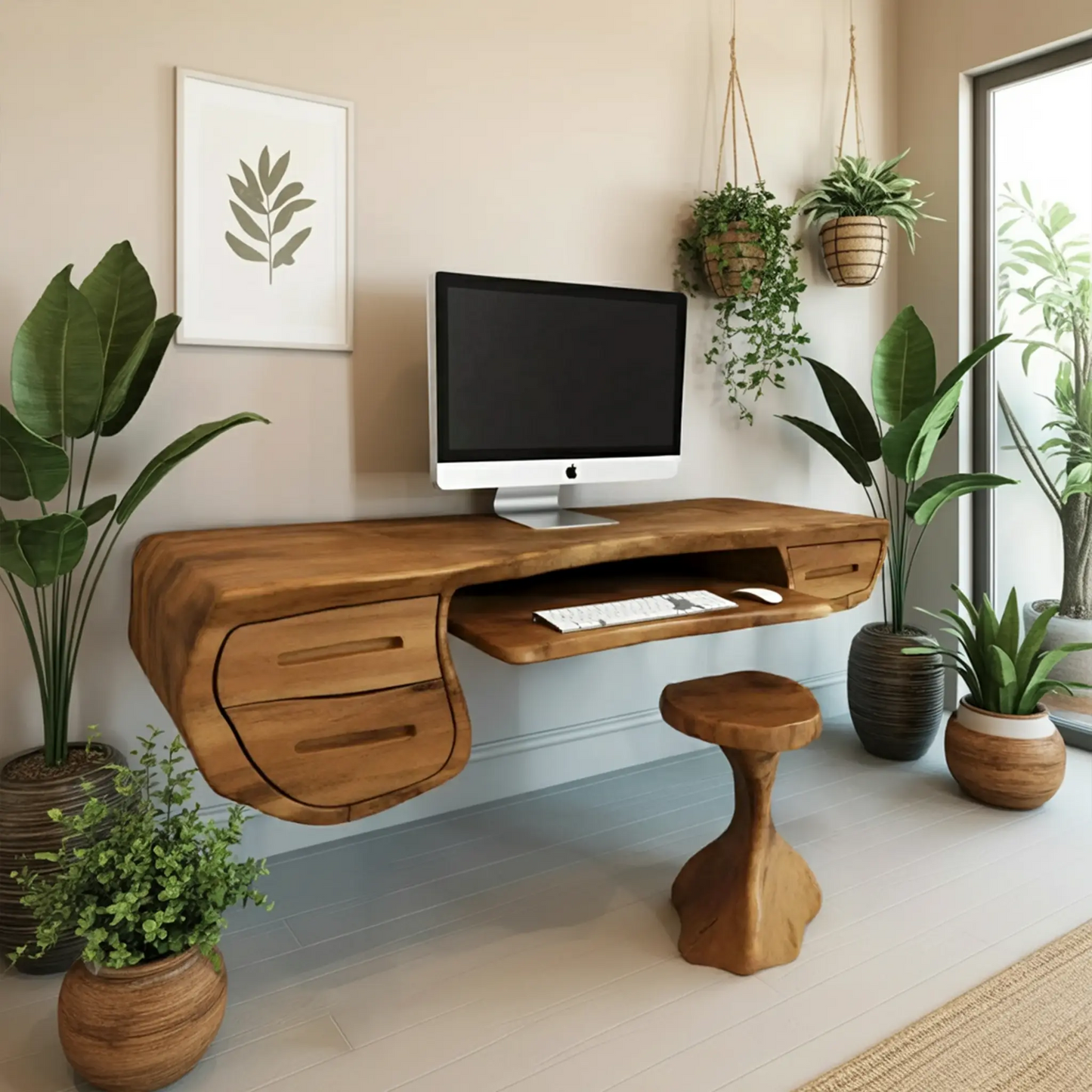 Floating Sculptural Desk With Drawers For Home Office And Studio Kitchnce
