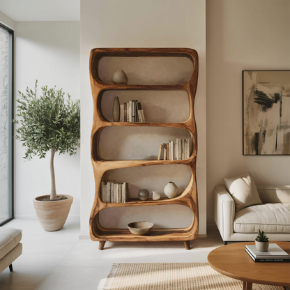 Handcrafted Bookshelf With Open Shelving Unit For Living Room Kitchnce