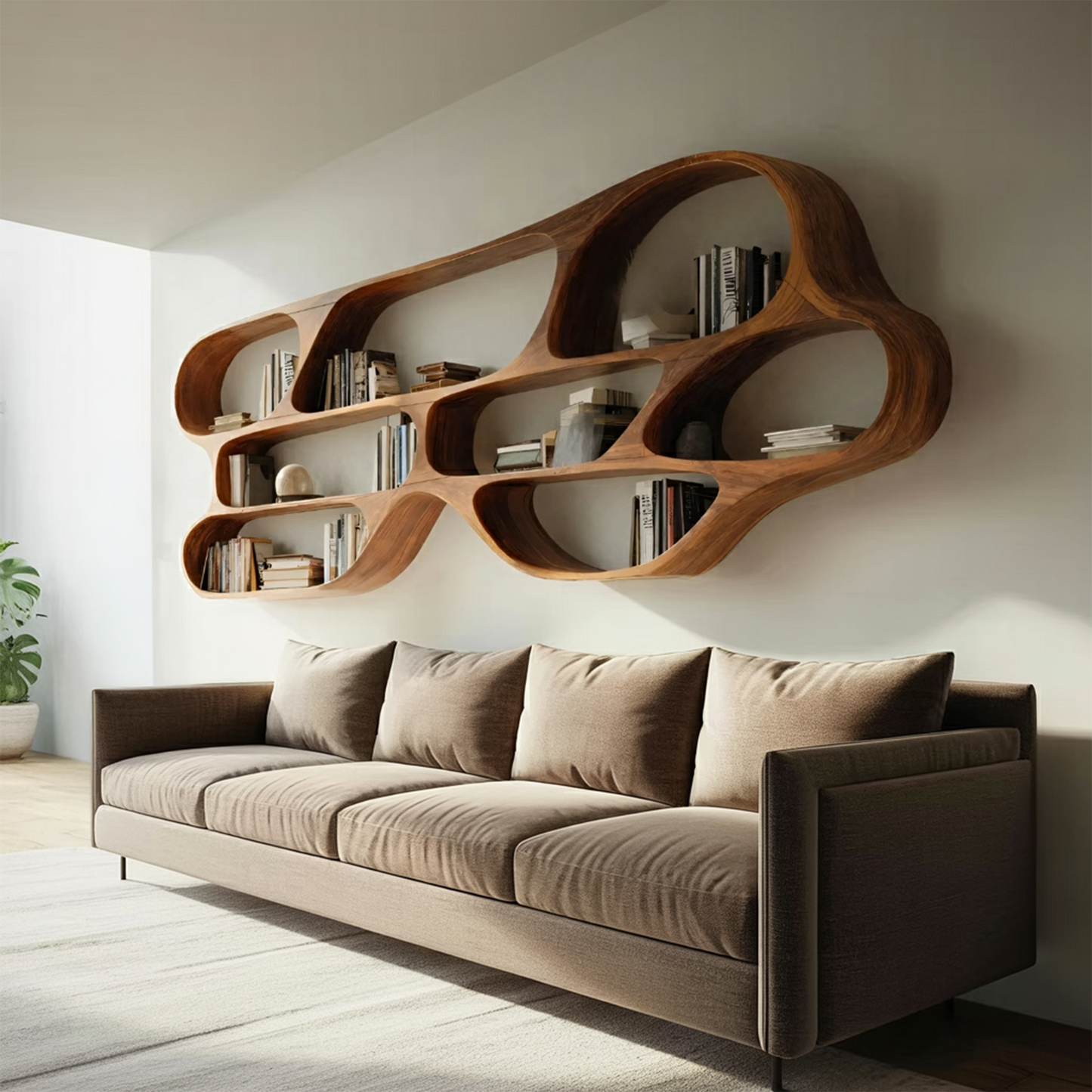 Organic Wall Bookcase For Bedroom Interior Design Kitchnce