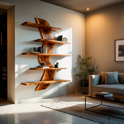 Sculptural Wall Mounted Bookshelf For Modern Living Room Kitchnce