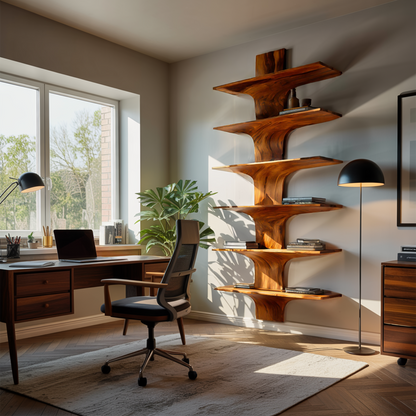 Contemporary Wood Wall Mounted Bookshelf For Home Interior Kitchnce