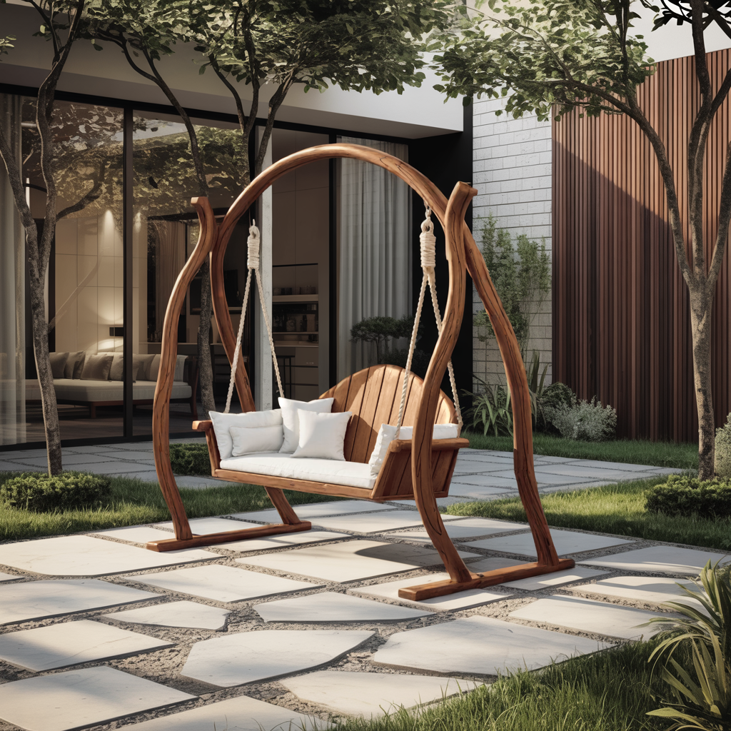Curved Frame Garden Swing Bench For Outdoor Relaxation Kitchnce